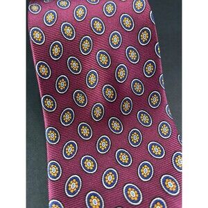 JOS A BANK Handmade 100% Silk Tie Men's Floral Necktie Maroon, Navy, Yellow